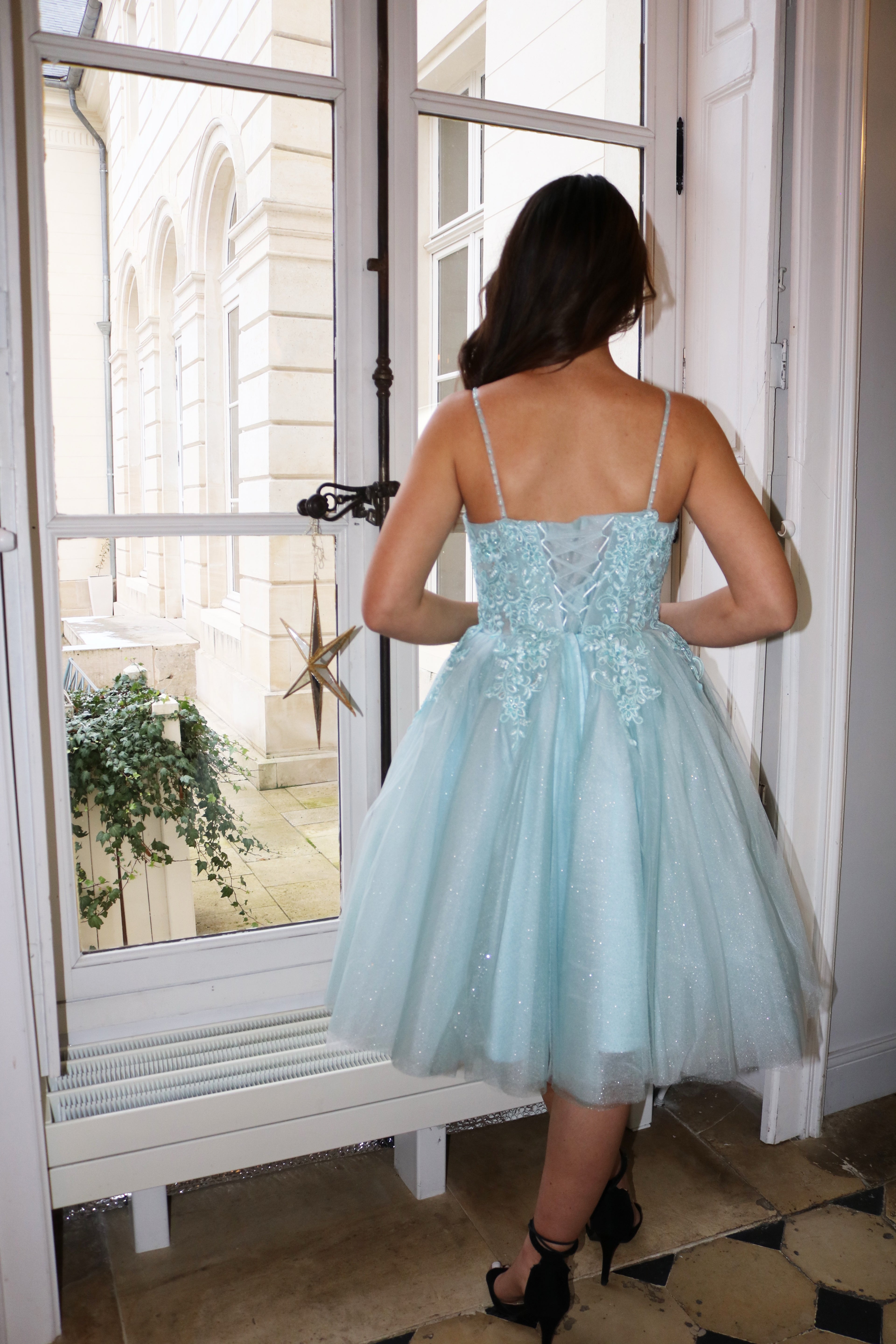 Robe courte princesse en tulle pailleté